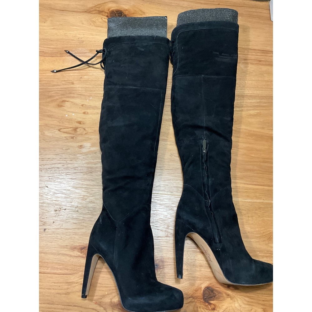 Sam Edelman Kayla Black Suede Over The Knee Stiletto Boots Women 6.5M